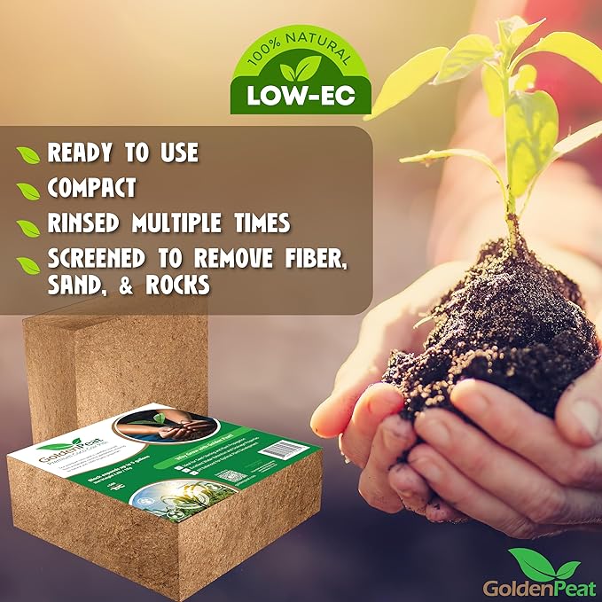 Organic coco pith block (12x1 kg Blocks) - Low EC, sustainable growing medium for gardens, pots & seed starters. Just add water to transform these compact blocks into 170L of fluffy nutrient-rich coir
