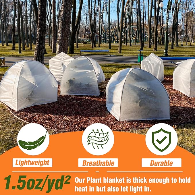 Gardzen Garden Hoops and 10ftx30ft Plant Covers for Winter Freeze Protection, 1.5oz Floating Row Covers, Frost Blankets for Outdoor Plants