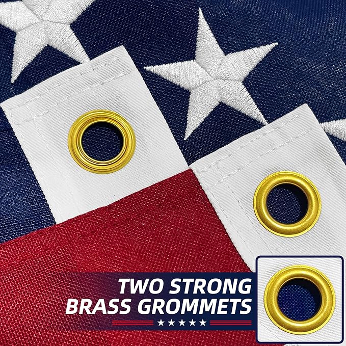 Premium American Flag 2.5x4 Ft TearProof Series for Outside, Heavy Duty Outdoor，Longest Lasting, Super Tough Fade Resistant Spun Polyester, High Wind US Outdoor Flags Embroidered Stars, Sewn Stripes, Brass Grommets