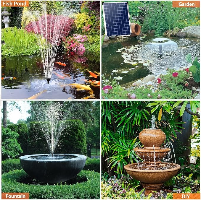 Antfraer 25W Solar Fountain Pump, Solar Water Pump 320GPH Flow Adjustable, Solar Powered Water Pump with 16.5Ft Cord Length for Small Pond, Fish Pond Bird Bath Garden Waterfall Hydroponics
