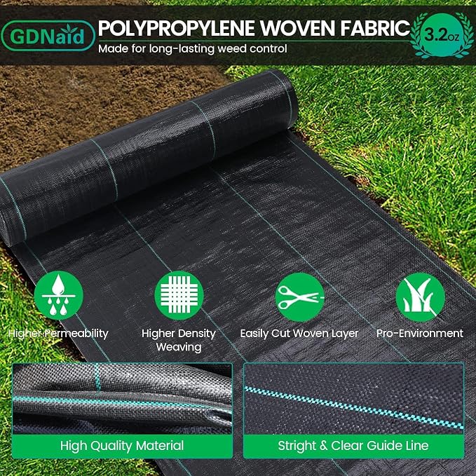 Weed Barrier Landscape Fabric 3.2oz Weed Barrier Fabric 3ft x 300ft Landscaping Fabric, Garden Weed Fabric for Gardening