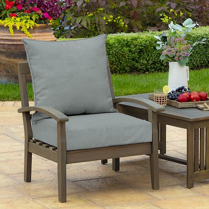 Arden Outdoor Deep Seat Cushion Set (4-Pack), 24 in x 24 in, Weather-Proof, Rain-Proof, Fade Resistant Patio Cushion for Chair, Sofa, and Couch Stone Grey Leala