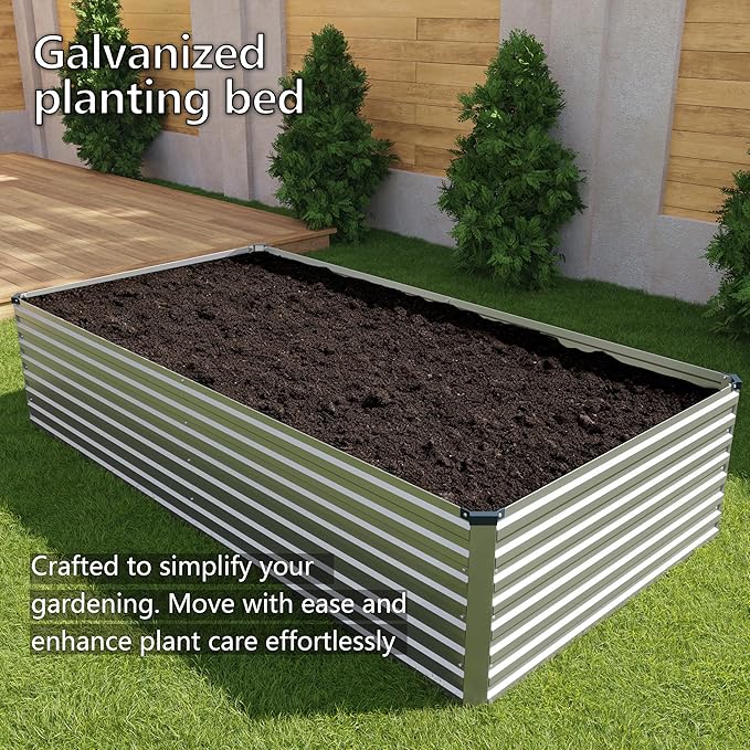 DIIYIV 6x3x2FT Galvanized Raised Garden Bed Kit,Vegetable Plant Boxes-Rectangle Metal Flower Box,Large Planter Raised Beds Outdoor Garden for Planting,Fruit,Herb-Silver