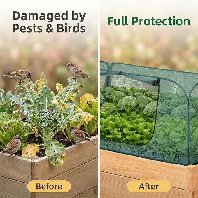 1Pack Raised Garden Bed Covers, Pop Up Mesh Plant & Vegetable Cover,30% Sunblock Plant Shade Tent, Outdoor Planter Protection, Sun & Insect Guard