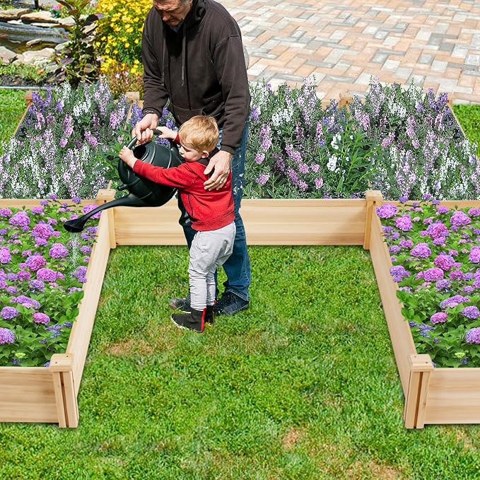 COSTWAY Garden Bed, Wooden Planter Box Stand with Large Planting Space for Vegetables, Fruit, Herbs, Flower, Garden Planting Bed for Backyard, Patio, Balcony