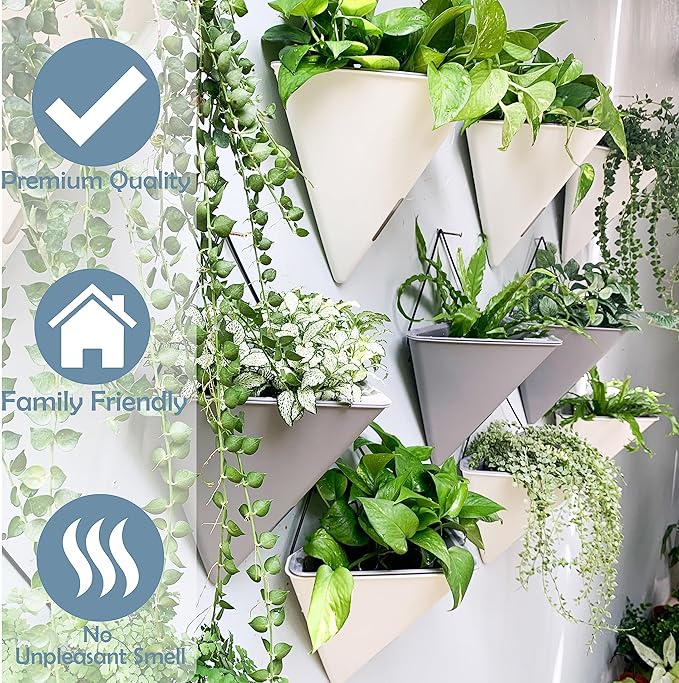 LaLaGreen Bundle- 4 Pack, 12 Inch Large White Self Watering Pot + 2 Pack, 16 Inch Metal Basket with Coco Liner Horse Trough Wall Rail Window Patio Porch Flower Box Geometric Hanging Indoor Vase Decor