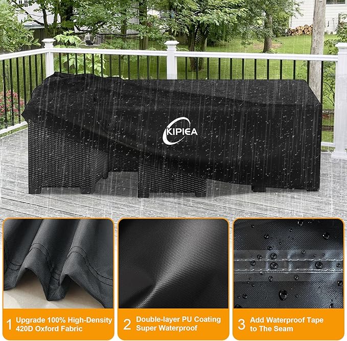 Kipiea Patio Furniture Covers Waterproof Winter, Heavy-Duty 420D Outdoor Patio Furniture Set Covers, No Tears Anti UV No Fading (79" L x 79" W x36" H)