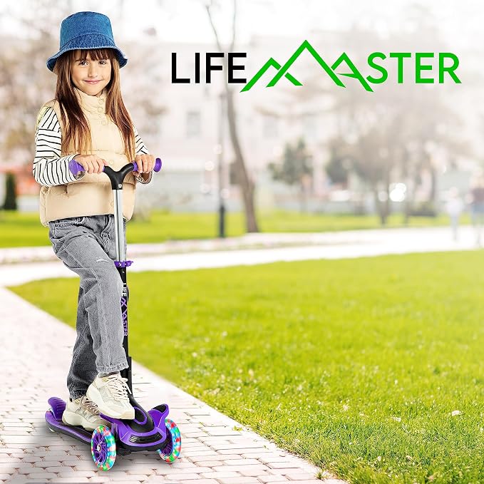 3 Wheel Scooter for Kids with Foldable Seat, Adjustable Handlebar Height, Lean-to-Steer Ride On Toy for Kids Ages 2+, Light-Up LED Wheels, Wide Anti Slip Deck, Indoor & Outdoor Use