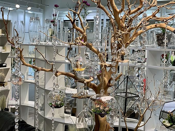 WGV Hanging Terrarium Globe, Width 2.25", Height 2.75", DIY Air Succulent Planter, Clear Glass Vase Orb with Flat Bottom, Candle Holder for Windowsill Outdoor Garden Decor, 24 Pieces Bulk