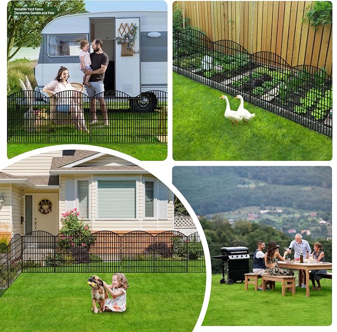 ULIOK Decorative Garden Fence, 10 Panels No Dig Fence Panels 32 in(H) X 25.6ft(L) Animal Barrier for Patio, Animal Ground Stakes Fencing for Garden, Rabbit Dog Temporary Fence for Outdoor Yard