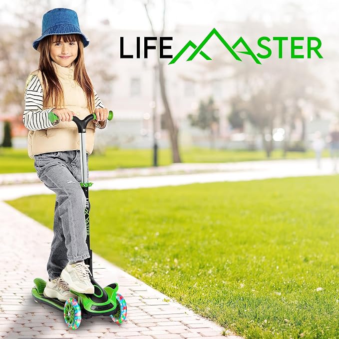 3 Wheel Scooter for Kids with Foldable Seat, Adjustable Handlebar Height, Lean-to-Steer Ride On Toy for Kids Ages 2+, Light-Up LED Wheels, Wide Anti Slip Deck, Indoor & Outdoor Use