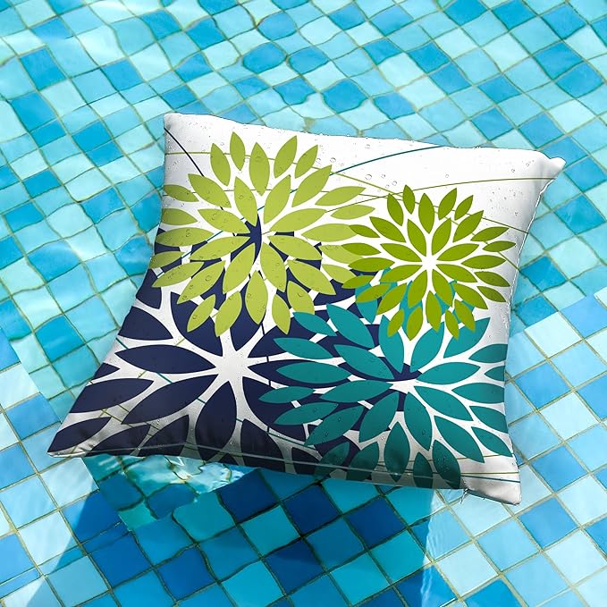 DFXSZ Outdoor Pillow Covers 20x20 Inch Set of 2 Dark and Light Green Flower Decorative Waterproof Summer Outdoor Pillow Covers Valentines Pillow Covers for Patio Funiture Garden Couch 168K20