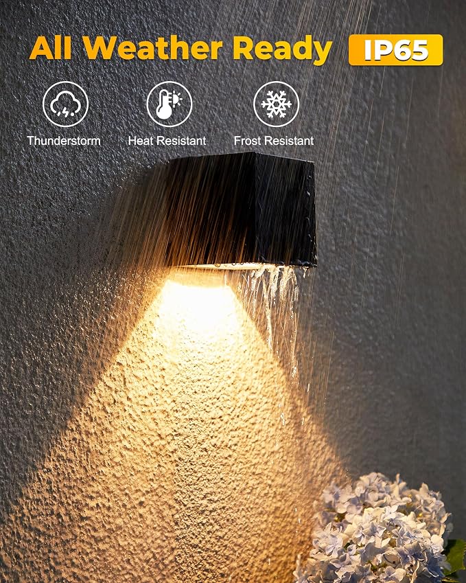 LUHLEE Solar Wall Lights Outdoor,Square Modern Solar Wall Sconce IP65 Waterproof Down Lighting Outdoor Lights for House,Porch,Garden,Yard, Patio,Fence Decor