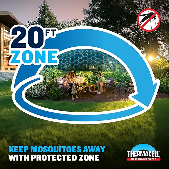 Thermacell Mosquito Repeller E-Series Rechargeable with 20' Mosquito Protection Zone; Up to 9-Hr Battery Life; Includes 12-Hr Refill; Flame or Scent; DEET-Free Bug Spray Alternative