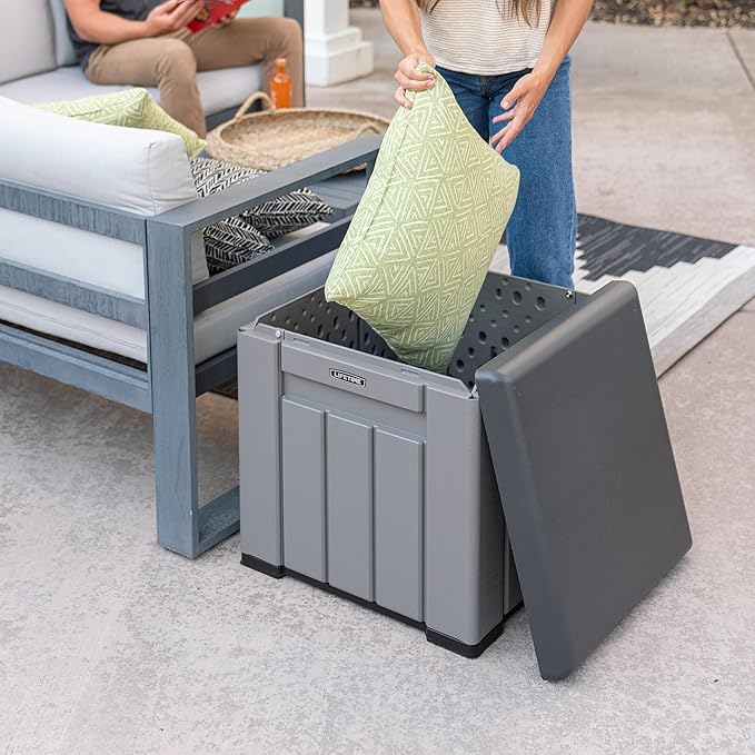 LIFETIME Outdoor Storage Cube Deck Box for Package Delivery, Patio Furniture Cushions, Garden Tools, Pool Accessories, 25 Gallon