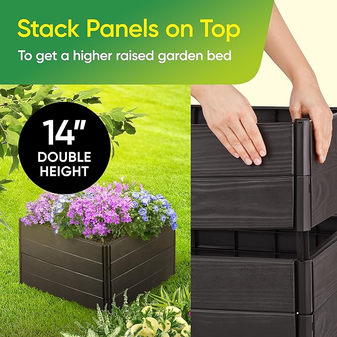 Raised Garden Bed Made of 100% Recycled Plastic Panels | Garden Boxes with Legs or Without | Holding 9.2 cu ft of Soil |by D.F. Omer