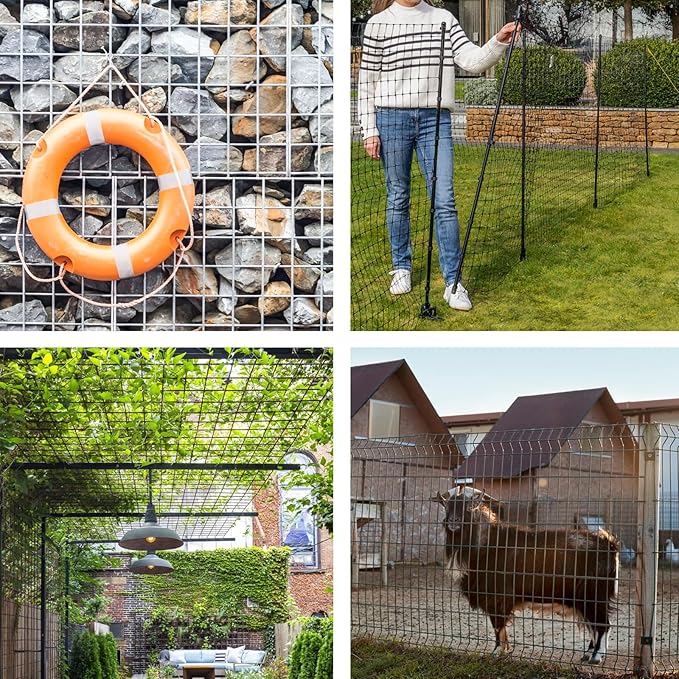 Welded Wire Fencing 36 Inch x 100 Foot, 2 Inch x 3 Inch 16GA Black Hardware Cloth PVC Coated Garden Border Fencing Roll Vinyl Coating Metal Wire Mesh for Yard Vegetable Goat Protection Poultry Netting