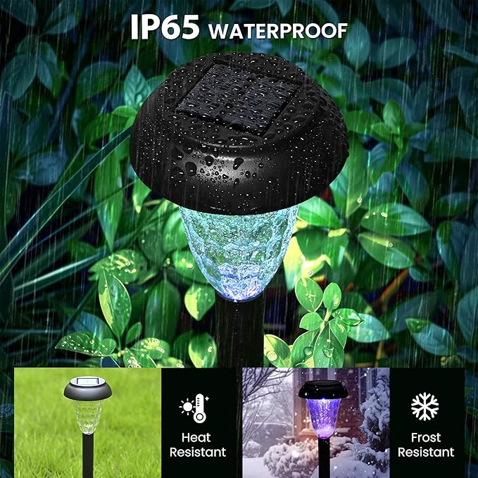 TISEJOY Solar Pathway Lights Outdoor Waterproof 16 Pack Color Changing Garden Light for Yard Patio Driveway Walkway Lawn Landscape Lighting for Outdoor Decor