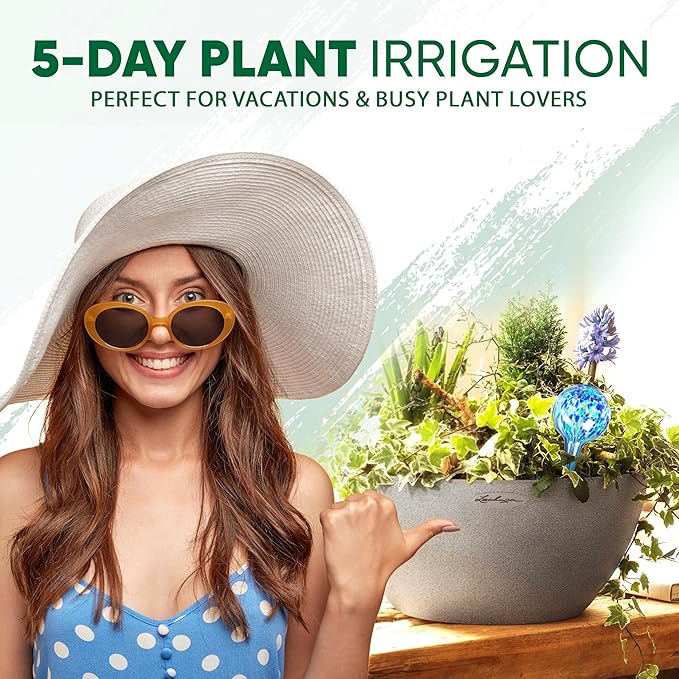 Plant Watering Globes Set of 4 - Small Self Watering Globes for Indoor & Outdoor Plants - Multicolored, Automatic, Glass Watering Bulbs for Daily Use, Plant Watering Devices