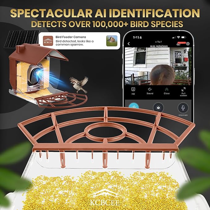 Smart Bird Feeder with Camera Solar Powered - 2K HD Live Video - AI Bird Recognition - Instant App Alerts - Weatherproof Design - Birdwatching for Nature Lovers - Capture Wildlife
