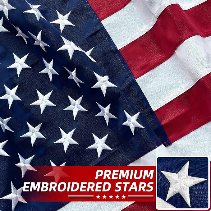 Premium American Flag 2x3 Ft TearProof Series for Outside, Heavy Duty Outdoor，Longest Lasting, Super Tough Fade Resistant Spun Polyester, High Wind US Outdoor Flags Embroidered Stars, Sewn Stripes, Brass Grommets