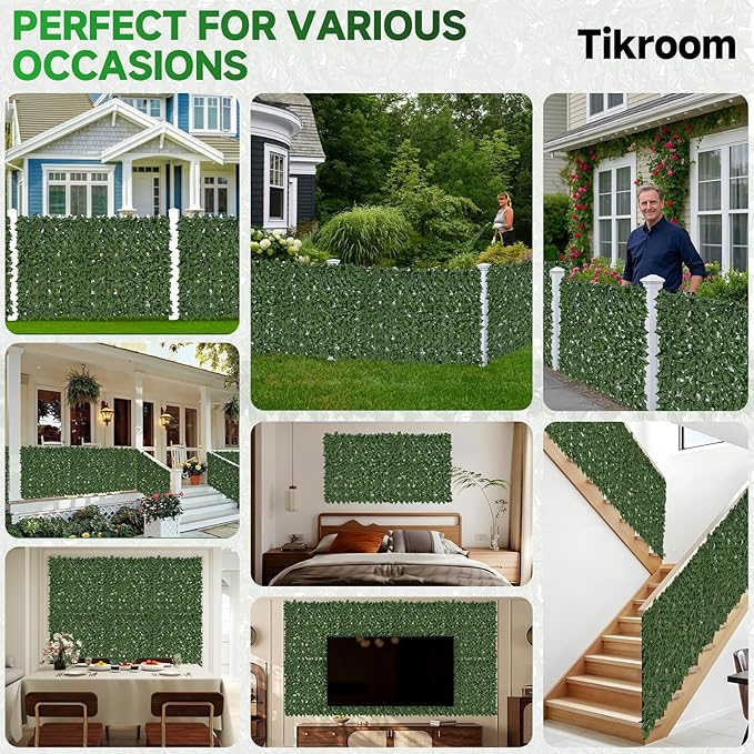 Artificial Ivy Fence Privacy Screen 120x40in UV-Anti Dense Faux Greenery Backdrop Fake Hedges Fence & Faux Ivy Vine Leaf Decoration for Patio Balcony Garden Wall Backyard Indoor Outdoor