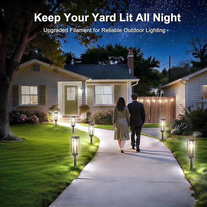 JEJOT Solar Pathway Lights Outdoor Waterproof IP65, 12 Pack Cool White Solar Walkway Lights, Auto On/Off Outdoor Light for Lawn Garden Patio Driveway Decor Landscape Lighting