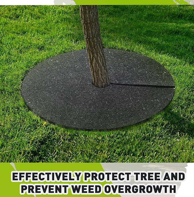 Peryiter 12 Pcs Rubber Mulch Tree Ring, Heavy Duty Rubber Mulch Mat, Tree Protector Weed Barrier Mats, Round Root Barrier for Weed Grass Control Root Protection (12 Inches)