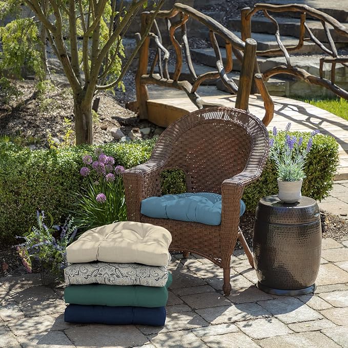 Arden Indoor/Outdoor Rocking Chair Or Wicker Chair Cushion, 2-Pack, 20 x 18, Water Repellent, Rain Proof, Fade Resistant Cushion for Rocking Or Rounded Back Chair French Blue Texture