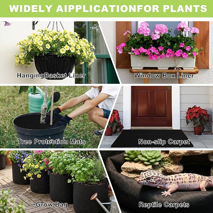 3PCS 64" X 114" Raised Garden Bed Liner, Planter Box Liner with Glove, Non Woven Fabric Flower Bed Liner for Large Veg Trough, Keeps Soil Contained and Water Drained for Outdoor Planter