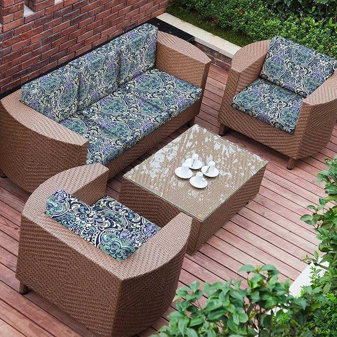 pickyNproud 8Pcs Patio Cushion Covers Stretch Outdoor Couch Cushions Slipcovers Replacement Washable Furniture Protector with Elastic Bottom Sofa Chair Seat Cover, Green
