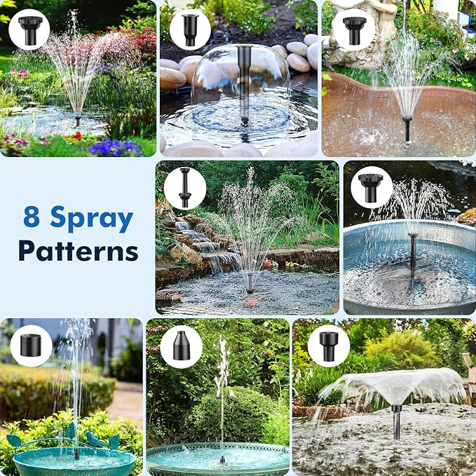 POPOSOAP Solar Pond Filter with Fountain Pump Kit, 8W Solar Water Fountain Pump, Solar Pond Pump for Outdoor Pond BirdBath Fountain Waterfall DIY Water Feature-P3081