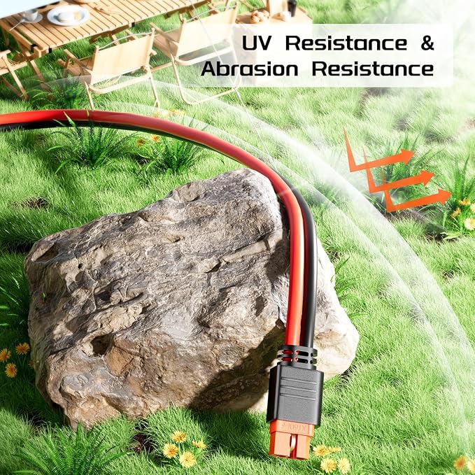 Bateria Power 12AWG XT60i Connector Cable, 12 Gauge 20FT Solar to XT60i Extension Cable for RV Foldable Solar Panel, Portable Power Station, Solar Generator