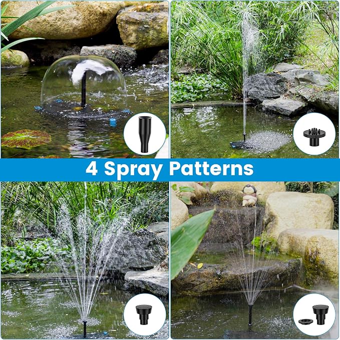 NFESOLAR 30W Solar Pond Filter Fountain Pump Kit, 200 GPH Submersible Water Pump with 7 Nozzles, 16.4ft Power Cable & 6.6ft Water Tubing, for Koi Ponds, Fish Tanks, Backyard Garden Decor