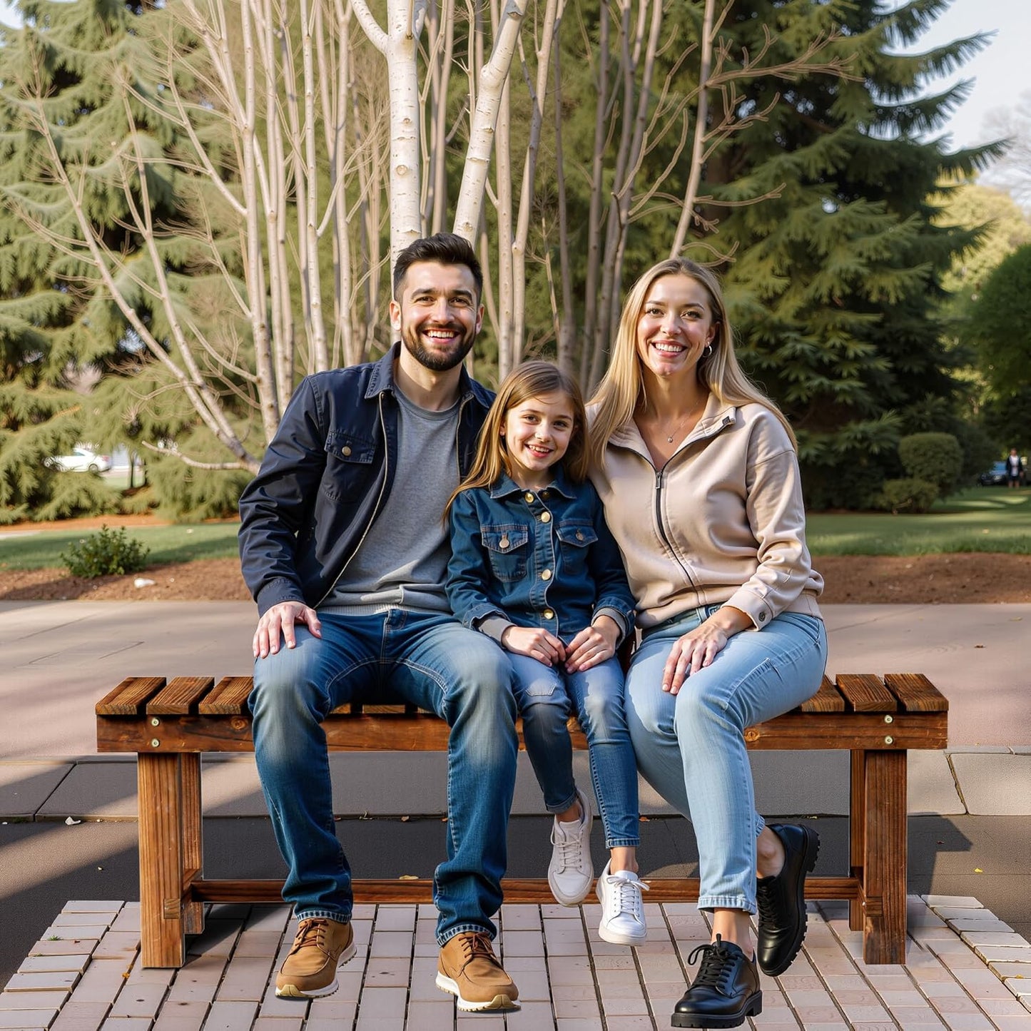 47.2" Outdoor Garden Bench, Weatherproof Patio Benches 3-Person Seat Backless Wooden Porch Bench, Multifunctional Slat All Weather Bench for Garden Lawn Porch Park Backyard (Carbonized Brown)