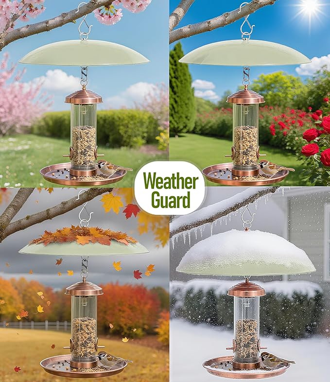 13" Bird Feeder Rain Guard, Hummingbird Feeders Shade Dome Cover, Hanging Baffle for Bird Feeder Pole,Smart Birds Feeder's Umbrella(Light Green), 1 Pack