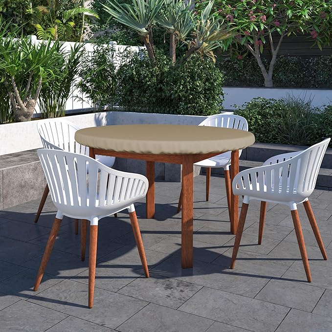 Covers & All Round Table Top Cover, 12 Oz Waterproof UV & Weather Resistant Patio Table Cover, Outdoor Table Cover for Patio Outdoor Furniture & Coffee Table (36" Dia x 4" H Inches, Beige)