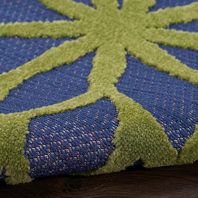 Nourison Home Washables 63x63 Outdoor Polypropylene Fabric Rug in Blue/Multi-Color
