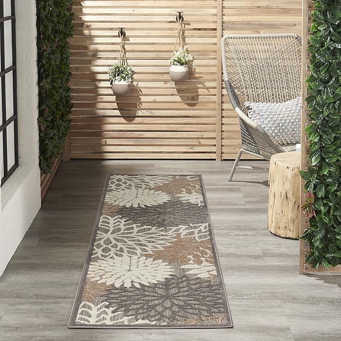 Nourison Home Aloha Natural 2'3" x 8' Area Rug - Easy Clean, Non Shedding, Bed Room, Living Room, Dining Room, Kitchen (8' Runner)