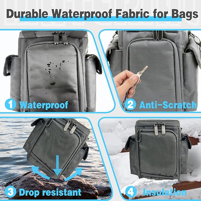 Waterproof Travel Bag Compatible with Anker SOLIX C300 Portable Power Station, Outdoor 288Wh LiFePO4 Battery，Power Bank Station Storage Case Cover with Two Pockets and Adjustable Strap