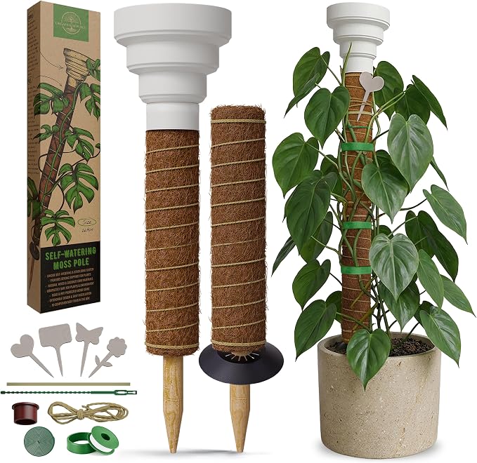 Organo Republic Moss Pole Monstera Plant Support Stakes - Unique Self-Watering, Extendable Coco Coir Pole for Climbing Plant Supports for Potted Plants Indoor for Monstera, Pothos & More