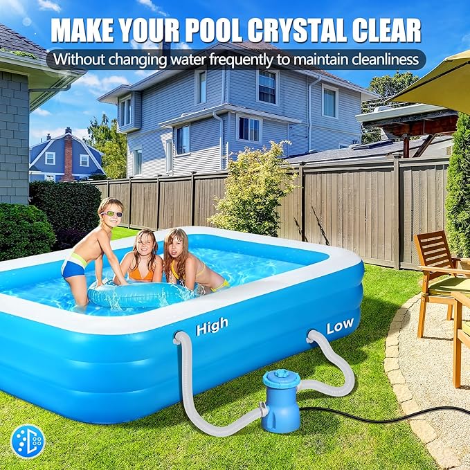 300 GPH Pool Filter Pump for Small Above Ground Pools, ETL Certified Pool Cartridge Filter Pump System with GFCI, Safety & Reliable Water Circulation Pumps - Rapidly Capture Debris - Sky Blue