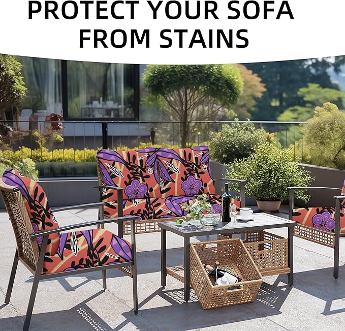 Outdoor Cushion Covers Set,8PCS Patio Furniture Couch Seat Slipcovers, Replacement for Sofa Sectional Chair(Cover，Only)