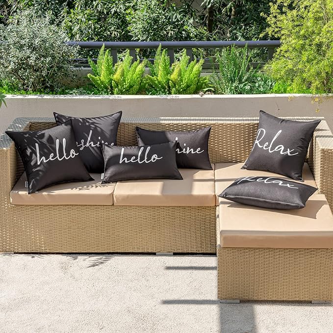 MIULEE Outdoor Waterproof Throw Pillow Covers Set of 2 Relax Decorative Outdoor Square Pillowcases for Chair Patio Garden Couch Tent Balcony Sofa Black 20x20 Inch