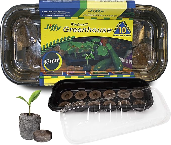Ferry Morse Jiffy Seed Starting Windowsill Greenhouse with 10 Biodegradable 42mm Peat Pellets (5 Pack)