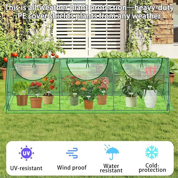 108"×36"×36" Green Houses for Outside, Portable Mini Greenhouse with Mesh Vents, Weatherproof PE Plant Shelter for Patio Gardening