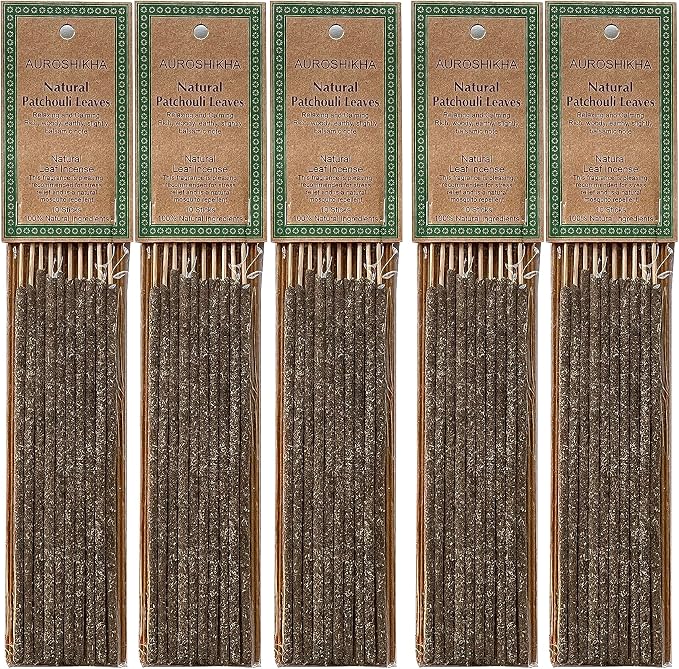 Auroshikha Natural Patchouli - Incense Sticks (5 Pack, Total 50 Sticks)