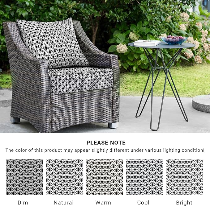Outdoor Cushions for Patio Furniture,Outdoor Seat Cushion Set 24 x 24 x 5.75 Inch,Waterproof & Fade Resistant Outdoor Chair Cushions,Deep Patio Chair Cushion with Removable Cover,Black Geometry
