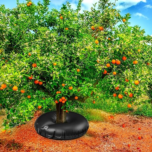 TaoBary 2 Pcs 10 Gallon Tree Watering Ring Bag Slow Release Watering Bag Deep Root Automatic Drip System PVC Drip Irrigation Pouch Donuts for Newly Planted Multi Trunk Trees Shrubs (Black)