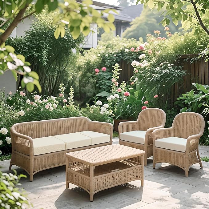FORCHEER Beige Waterproof Patio Cushion Covers for Outdoor Furniture 37x22x4 Stretch Jacquard Outdoor Loveseat Cushion Cover Replacement Washable 1 Piece